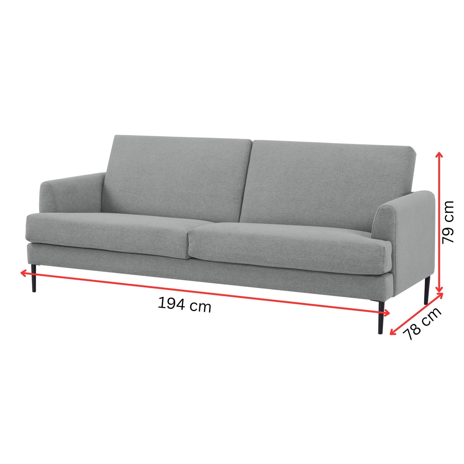 Ariya 3 Seater Sofa Fabric Uplholstered Lounge Couch - Light Grey - Cosy Abode