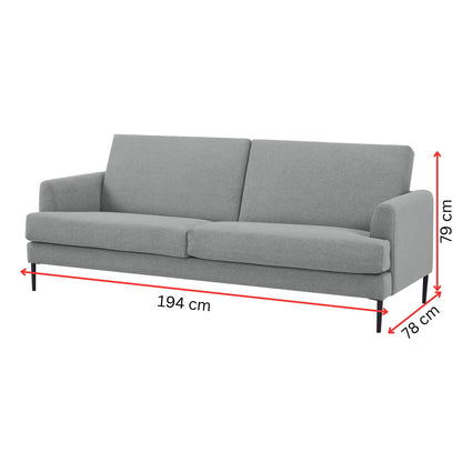 Ariya 3 Seater Sofa Fabric Uplholstered Lounge Couch - Light Grey - Cosy Abode