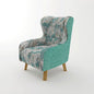 Armchair High back Lounge Accent Chair Designer Printed Fabric Upholstery with Wooden Leg - Cosy Abode