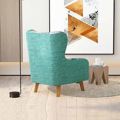 Armchair High back Lounge Accent Chair Designer Printed Fabric Upholstery with Wooden Leg - Cosy Abode