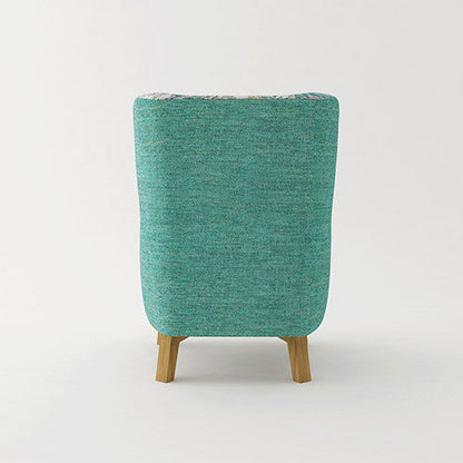 Armchair High back Lounge Accent Chair Designer Printed Fabric Upholstery with Wooden Leg - Cosy Abode