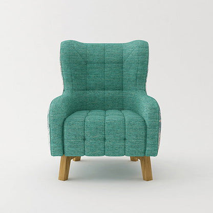 Armchair High back Lounge Accent Chair Designer Printed Fabric with Wooden Leg - Cosy Abode