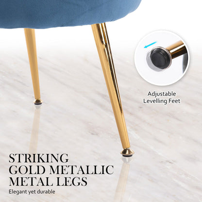 Armchair Lounge Chair Accent Velvet Shell Scallop + Ottoman Footstool Round NAVY BLUE - Cosy Abode