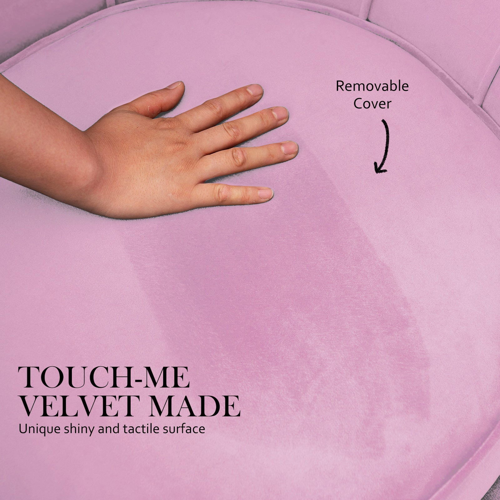Armchair Lounge Chair Accent Velvet Shell Scallop + Round Ottoman Footstool PINK - Cosy Abode