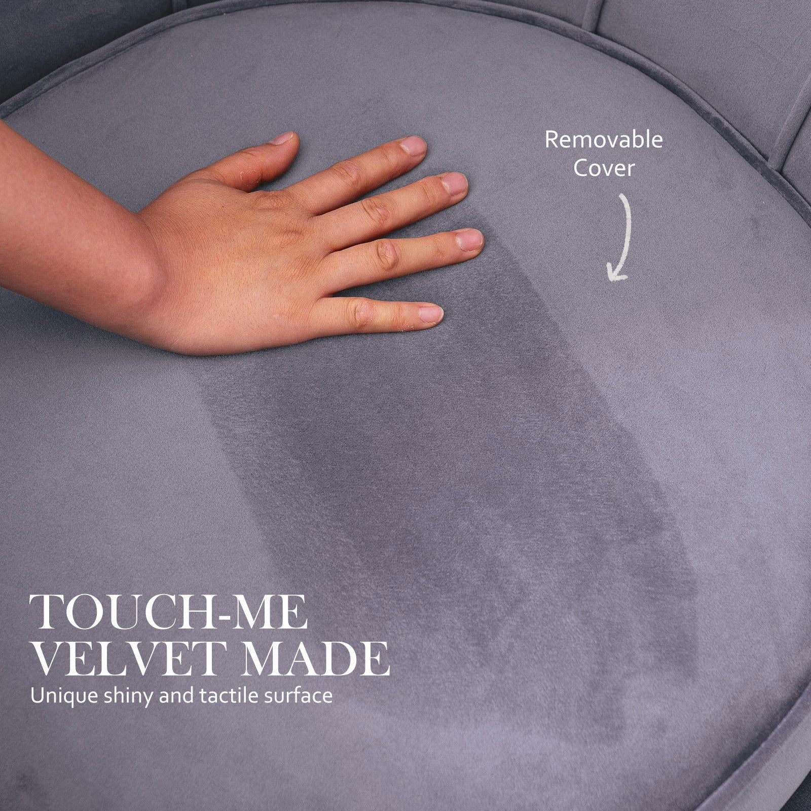 Armchair Padded Lounge Chair Accent Velvet Shell Scallop GREY - Cosy Abode