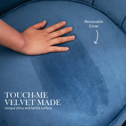 Armchair Padded Lounge Chair Accent Velvet Shell Scallop NAVY BLUE - Cosy Abode