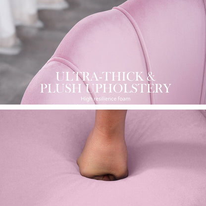 Armchair Padded Lounge Chair Accent Velvet Shell Scallop PINK - Cosy Abode