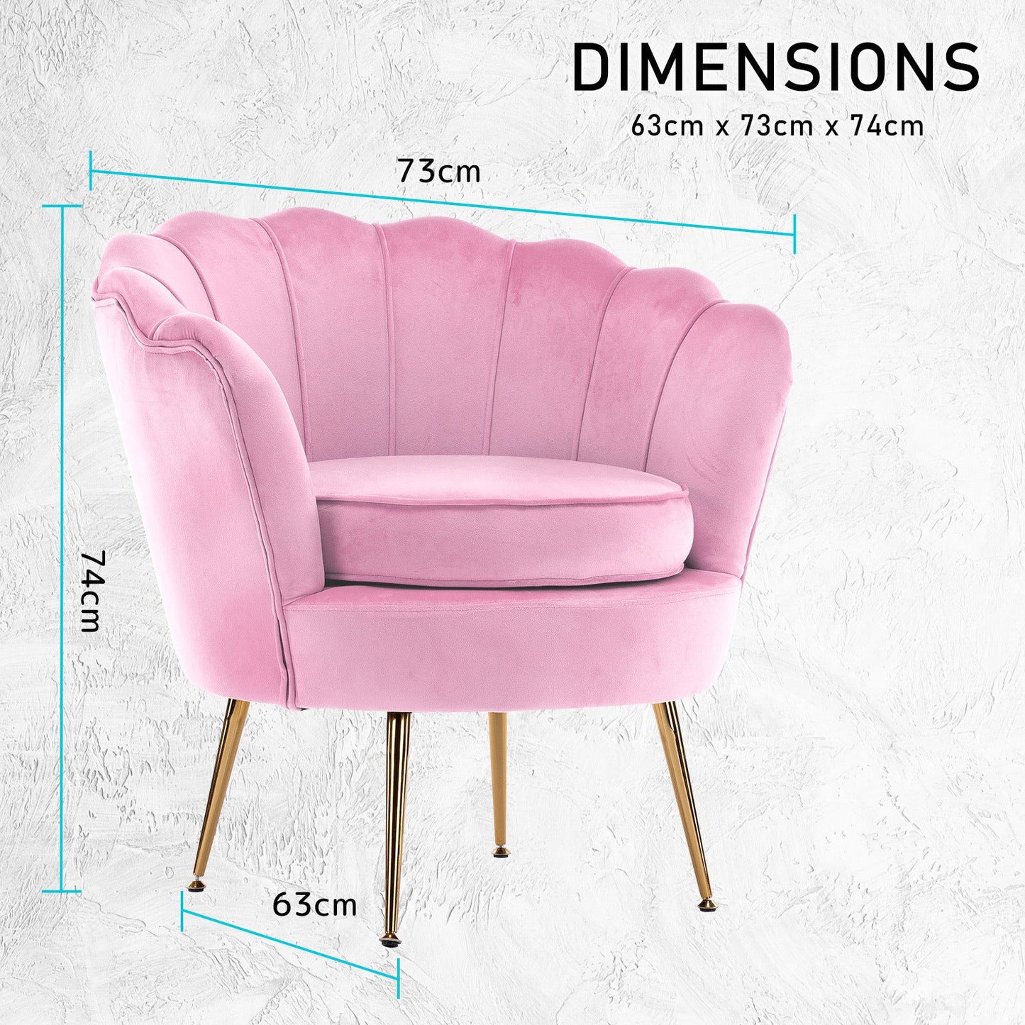 Armchair Padded Lounge Chair Accent Velvet Shell Scallop PINK - Cosy Abode