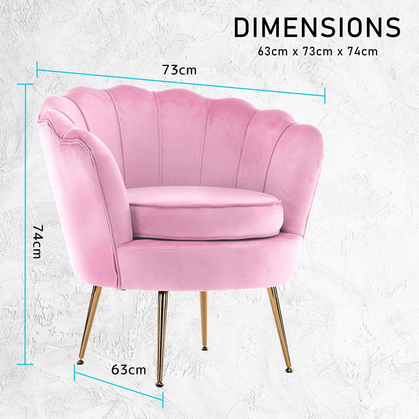 Armchair Padded Lounge Chair Accent Velvet Shell Scallop PINK - Cosy Abode