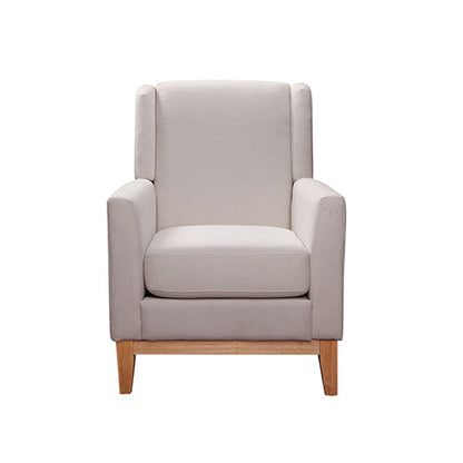 Armchair in Beige Colour Lounge Accent Chair Upholstered Fabric with Wooden leg - Cosy Abode