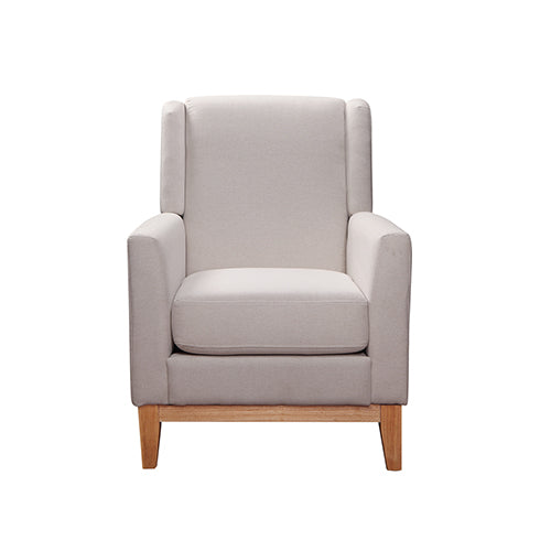 Armchair in Beige Colour Lounge Accent Chair Upholstered Fabric with Wooden leg - Cosy Abode