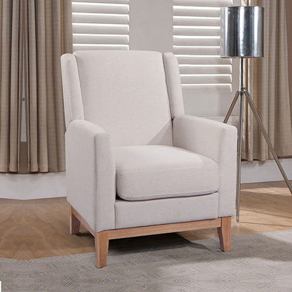 Armchair in Beige Colour Lounge Accent Chair Upholstered Fabric with Wooden leg - Cosy Abode