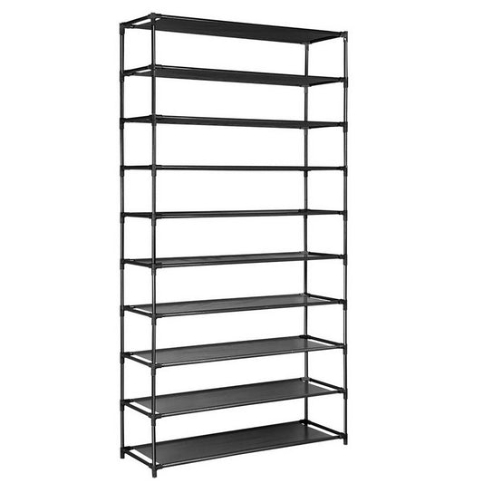 Artiss 10-Tier Shoe Rack Stackable 50 Pairs Black - Cosy Abode
