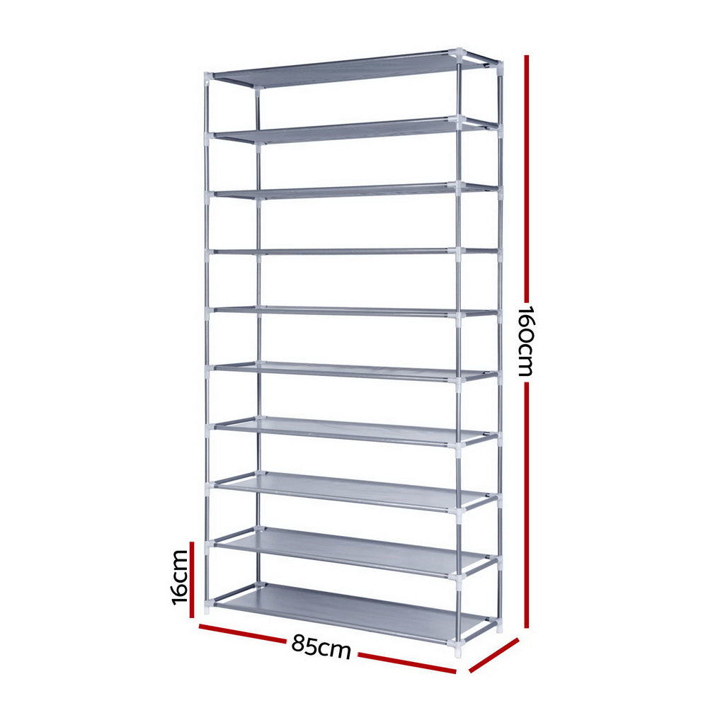 Artiss 10-Tier Shoe Rack Stackable 50 Pairs Grey - Cosy Abode