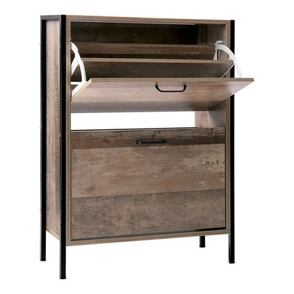 Artiss 12 Pair Wooden Vintage Shoe Rack Storage Cabinet - Wood - Cosy Abode