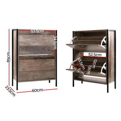 Artiss 12 Pair Wooden Vintage Shoe Rack Storage Cabinet - Wood - Cosy Abode