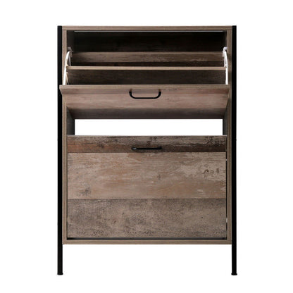Artiss 12 Pair Wooden Vintage Shoe Rack Storage Cabinet - Wood - Cosy Abode