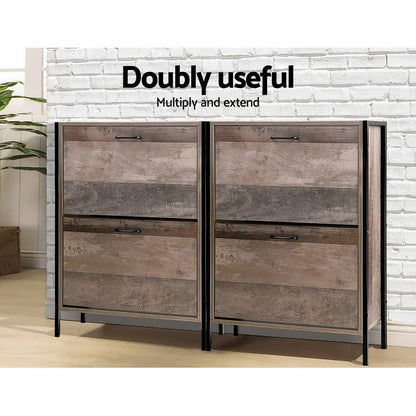Artiss 12 Pair Wooden Vintage Shoe Rack Storage Cabinet - Wood - Cosy Abode