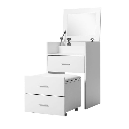 Artiss 2-in-1 Dressing Table Stool Set Bedside Table White - Cosy Abode