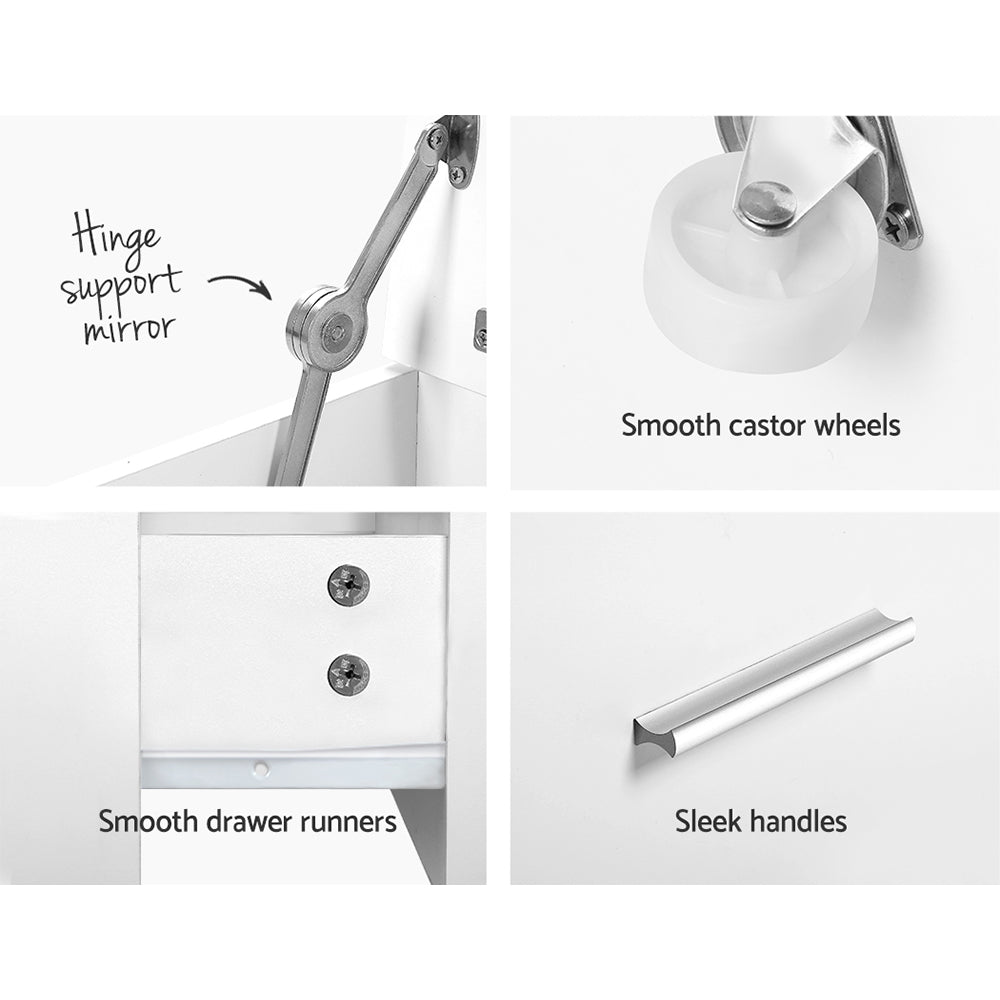 Artiss 2-in-1 Dressing Table Stool Set Bedside Table White - Cosy Abode