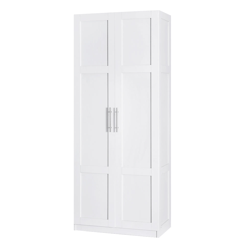 Artiss 2 Door Clothes Wardrobe Cupboard White - Cosy Abode