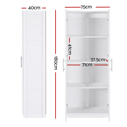 Artiss 2 Door Clothes Wardrobe Cupboard White - Cosy Abode