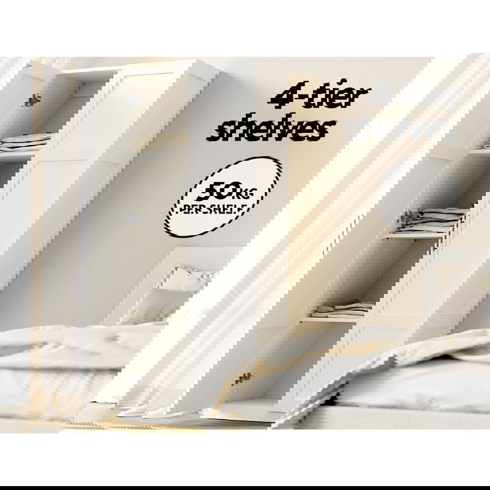 Artiss 2 Door Clothes Wardrobe Cupboard White - Cosy Abode