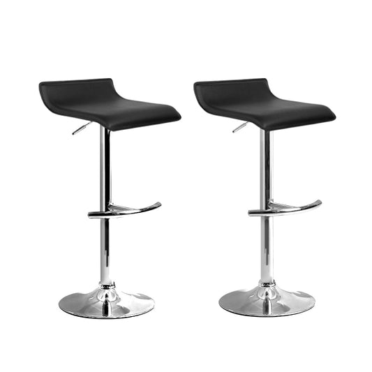 Artiss 2x Bar Stools Adjustable Gas Lift Chairs Black - Cosy Abode