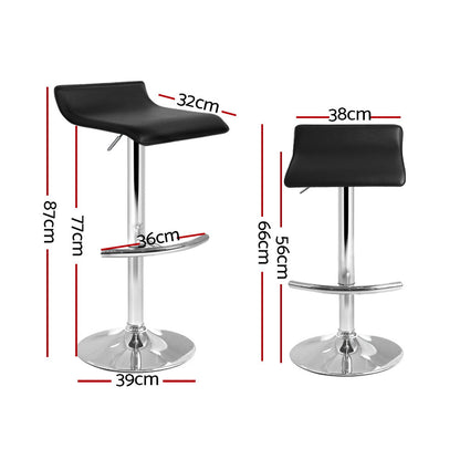 Artiss 2x Bar Stools Adjustable Gas Lift Chairs Black - Cosy Abode