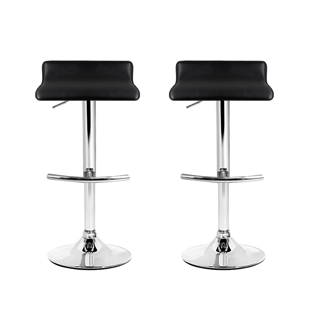 Artiss 2x Bar Stools Adjustable Gas Lift Chairs Black - Cosy Abode