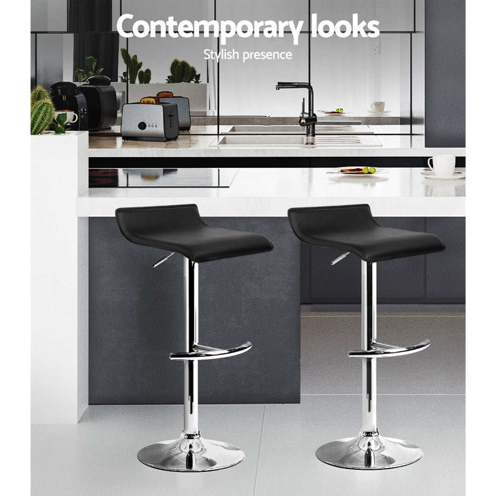 Artiss 2x Bar Stools Adjustable Gas Lift Chairs Black - Cosy Abode