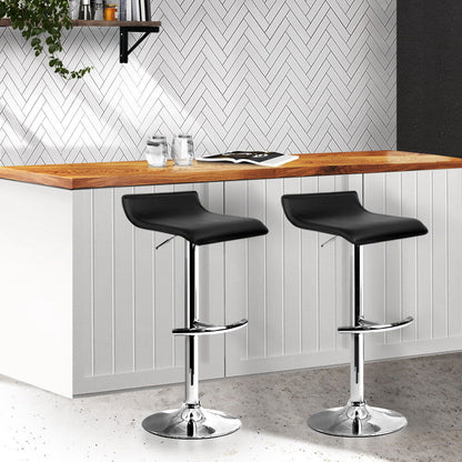 Artiss 2x Bar Stools Adjustable Gas Lift Chairs Black - Cosy Abode