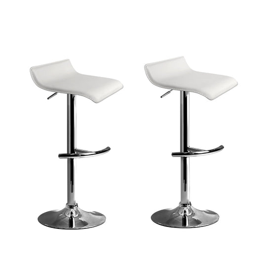 Artiss 2x Bar Stools Adjustable Gas Lift Chairs White - Cosy Abode