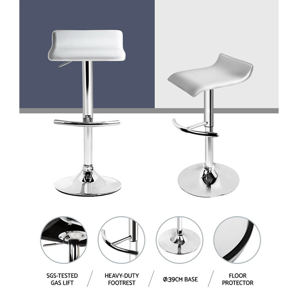 Artiss 2x Bar Stools Adjustable Gas Lift Chairs White - Cosy Abode