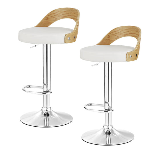 Artiss 2x Bar Stools Adjustable Leather Padded White - Cosy Abode