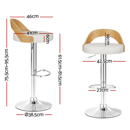 Artiss 2x Bar Stools Adjustable Leather Padded White - Cosy Abode