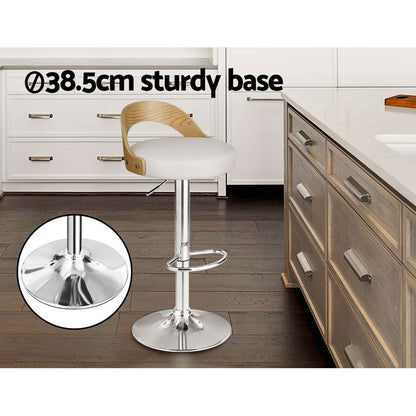 Artiss 2x Bar Stools Adjustable Leather Padded White - Cosy Abode