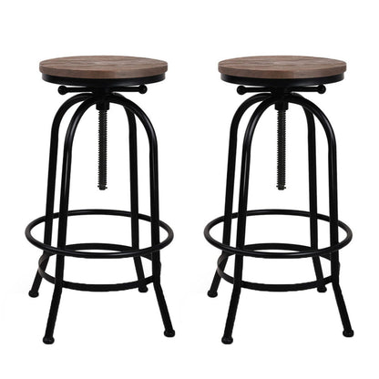 Artiss 2x Bar Stools Adjustable Wood Chairs - Cosy Abode