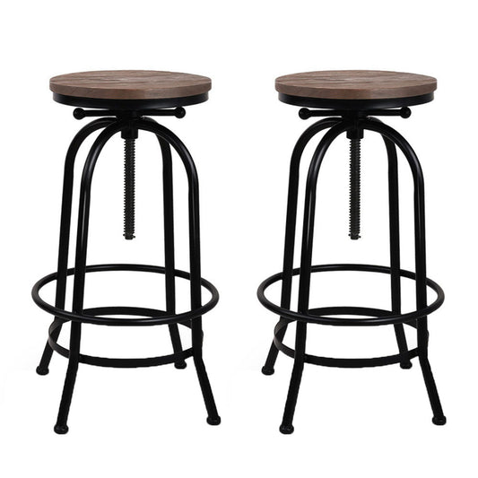 Artiss 2x Bar Stools Adjustable Wood Chairs - Cosy Abode