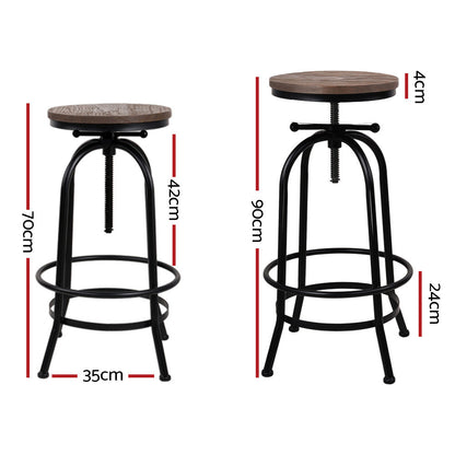 Artiss 2x Bar Stools Adjustable Wood Chairs - Cosy Abode