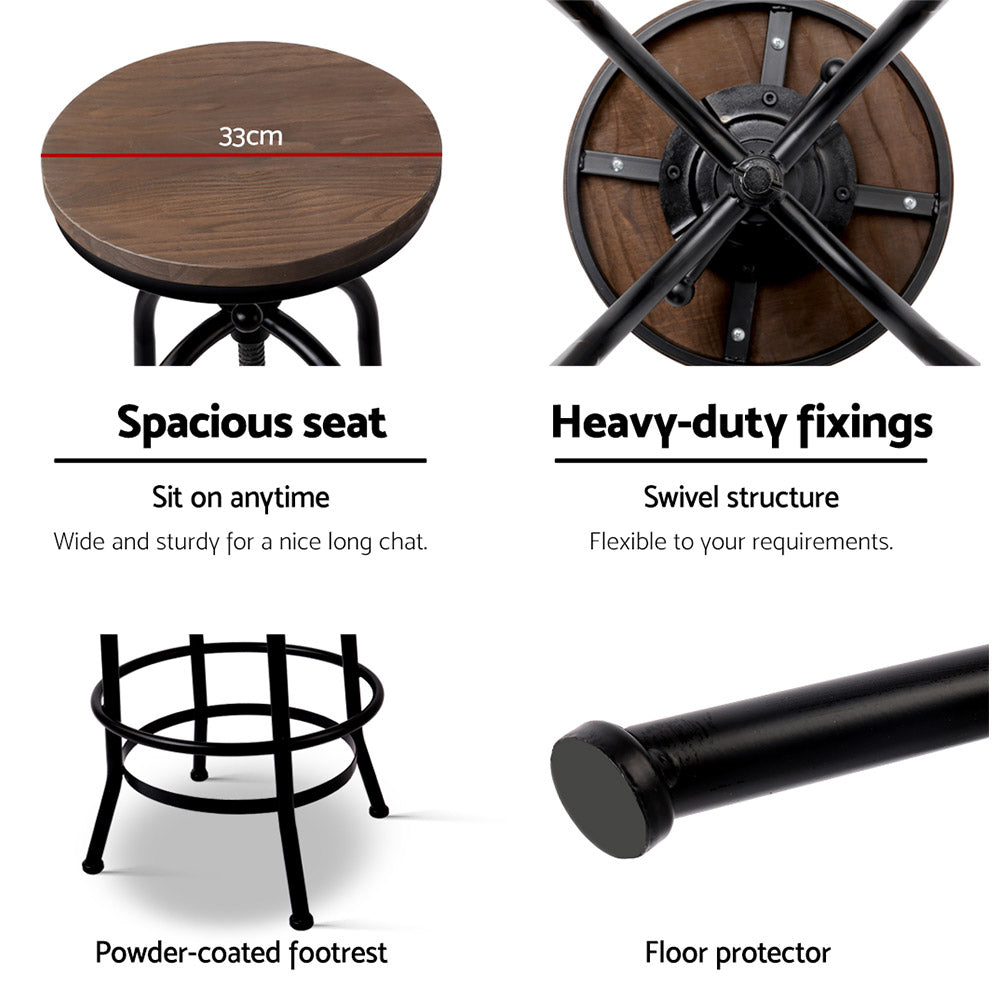 Artiss 2x Bar Stools Adjustable Wood Chairs - Cosy Abode