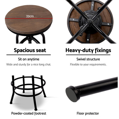 Artiss 2x Bar Stools Adjustable Wood Chairs - Cosy Abode