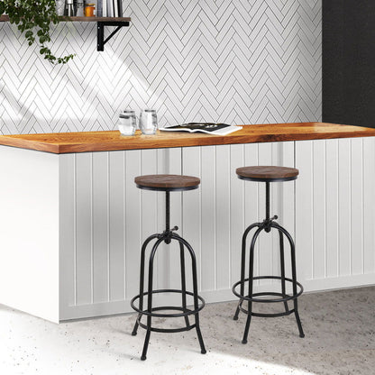 Artiss 2x Bar Stools Adjustable Wood Chairs - Cosy Abode