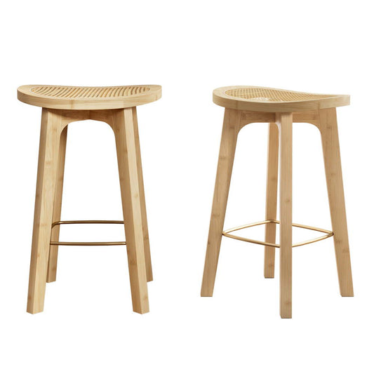 Artiss 2x Bar Stools Bamboo Rattan Stool Counter Chair Kitchen Barstools - Cosy Abode