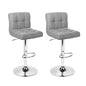 Artiss 2x Bar Stools Fabric Gas Lift Grey - Cosy Abode
