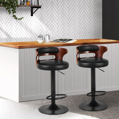 Artiss 2x Bar Stools Gas Lift Faux Leather - Cosy Abode