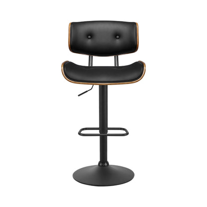 Artiss 2x Bar Stools Gas Lift Leather All Black - Cosy Abode