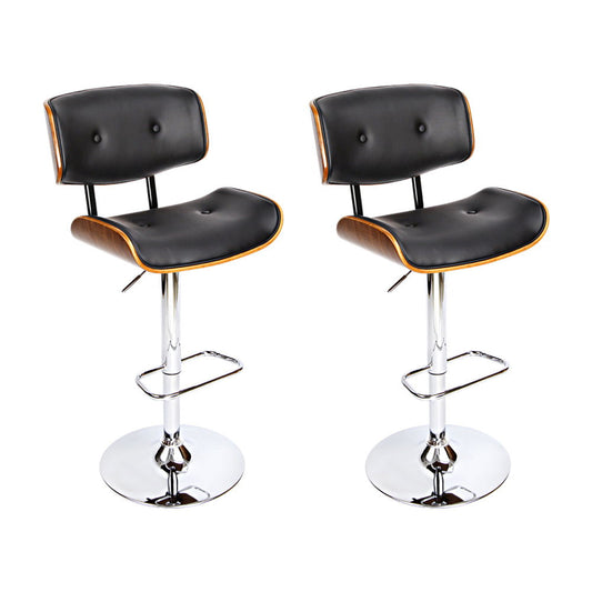 Artiss 2x Bar Stools Gas Lift Leather Black - Cosy Abode
