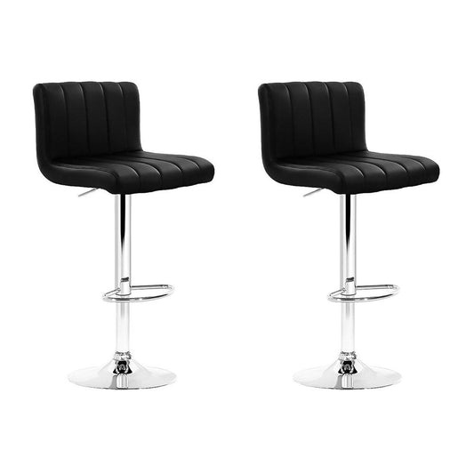Artiss 2x Bar Stools Gas Lift Leather Chairs Black - Cosy Abode