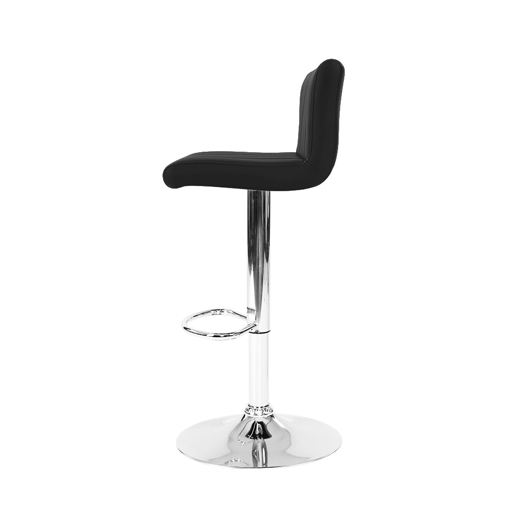 Artiss 2x Bar Stools Gas Lift Leather Chairs Black - Cosy Abode
